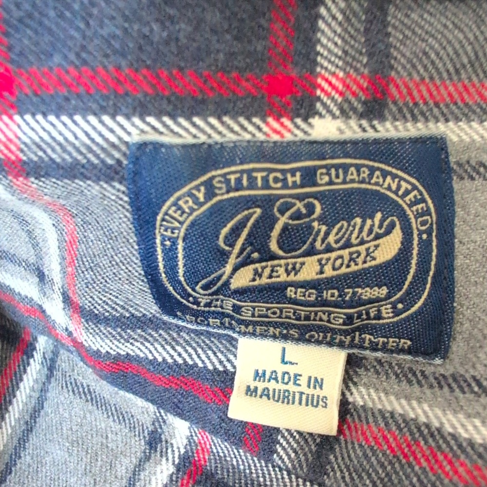 J.Crew Sporting Life New York Mens Red Blue Plaid Flannel Button Up Shirt Large - Picture 2 of 9